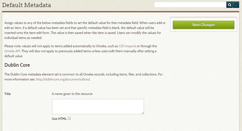 Default Metadata Plugin Screenshot